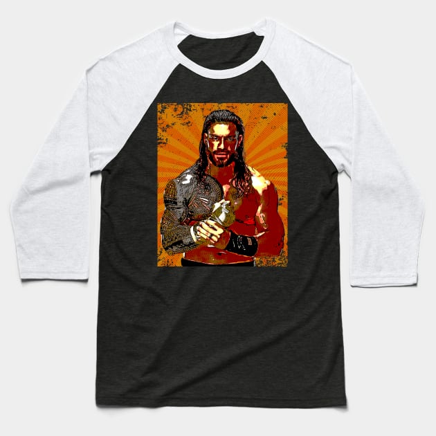 Roman Reigns // Retro Comics Style Baseball T-Shirt by Kolovos Comic